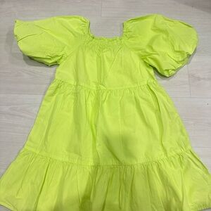 Zara Yellow Green Ruffled Smocked Sundress